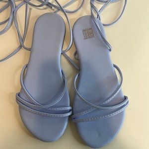 Baby blue laced sandals. Size 6.5